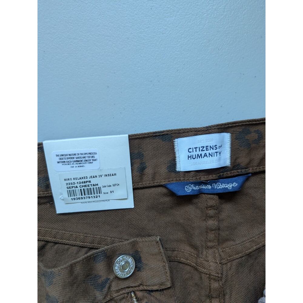 NWT Citizens of Humanity Miro Long Relaxed Jean Waist 34 Sepia Cheetah #7A617 - Picture 10 of 13
